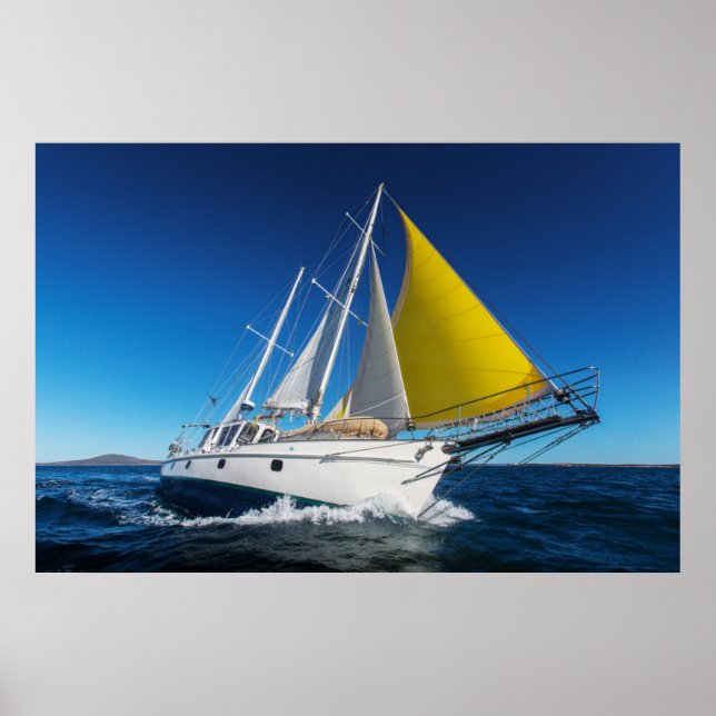Oceanen seglar i en Yacht Poster (Framsidan)