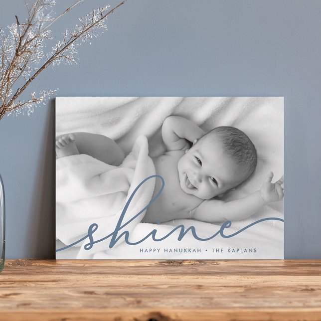 Oceanen | Shine Script Hanukkah Photo Julkort (Skapare uppladdad)
