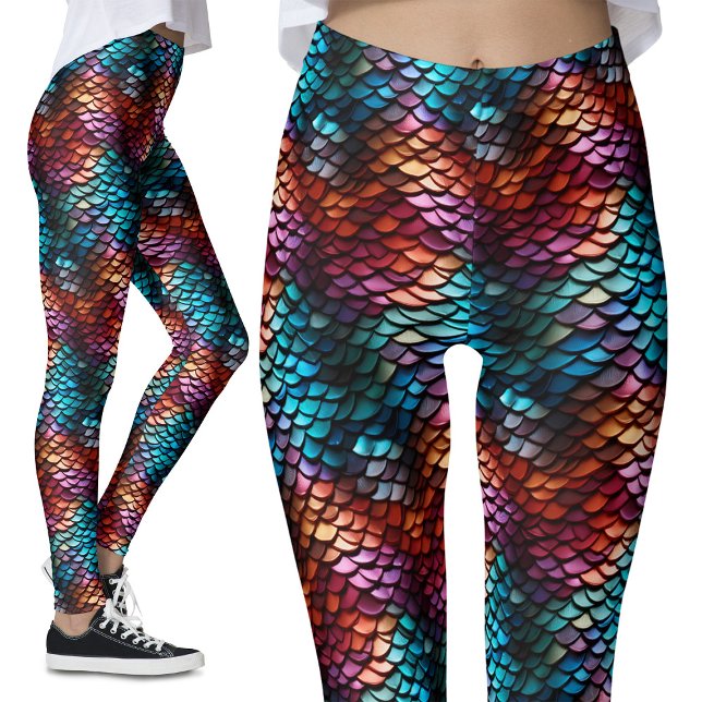 Oceanen Sjöjungfru Svan skalor fiskbestånd Party Leggings (Skapare uppladdad)