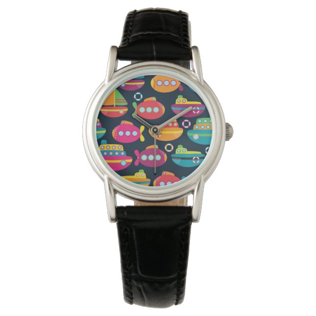 Oceanen Transport Mönster Armbandsur (Framsida)