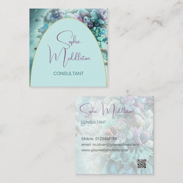 Oceanen under havskorallens QR-Affärskort Fyrkantigt Visitkort (Fram/baksida)