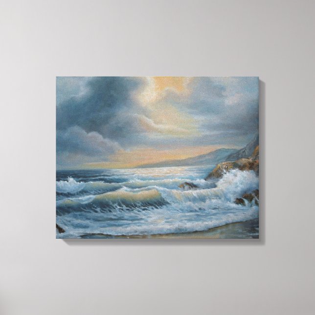 Oceanen under stormiga kanvastrycket himlar canvastryck (Framsida)
