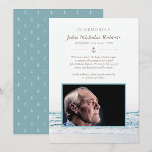 Oceanen Vinkarare Nautical in Memoriam Photo Inbjudningar