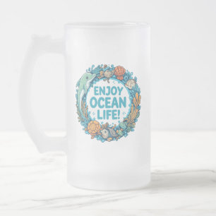 Oceanens serenity Frosted Glass Mugg: Embrace the Frostat Ölglas