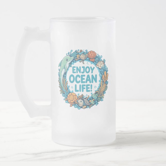 Oceanens serenity Frosted Glass Mugg: Embrace the  Frostat Ölglas (Vänster)