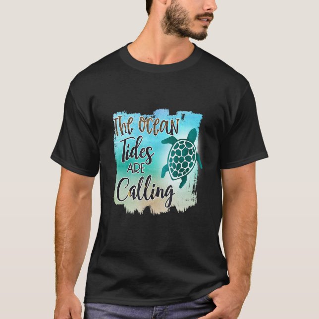 Oceanerna kallar grafiskt tema t shirt (Framsida)