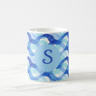 Oceanflöde Vattenfärg Våg Mönster Kaffemugg