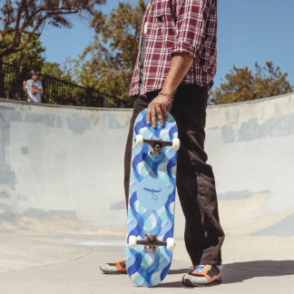 Oceanflöde Vattenfärg Våg Mönster Mini Skateboard Bräda 18,5 Cm