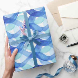 Oceanflöde Vattenfärg Våg Mönster Presentpapper
