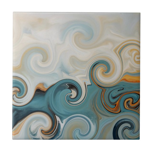 Oceanhaltig Vinkar Beach Teal Blue Abstrakt 74 Kakelplatta (Framsidan)