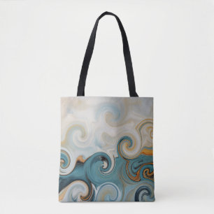 Oceanhaltig Vinkar Beach Teal Blue Abstrakt 74 Tygkasse