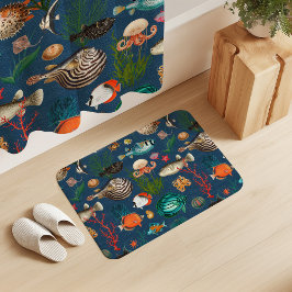Oceania Colorful Fishes on Marine Blue Background Badrumsmatta