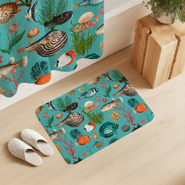 Oceania Colorful Fishes on Turquoise Background Badrumsmatta