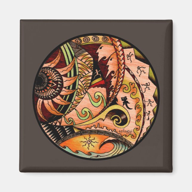 Oceania Wood Tattoo Magnet (Framsidan)