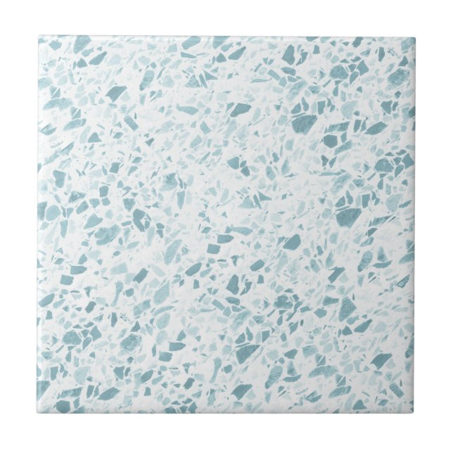 Oceanic Blue Terrazzo Skriv ut Kakelplatta (Framsidan)