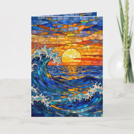 Oceanic Coastal Ocean Waves Sunset Birthday Kort
