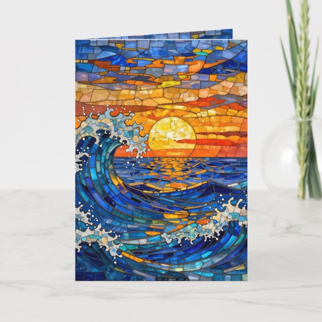 Oceanic Coastal Ocean Waves Sunset Birthday Kort (Framsida)