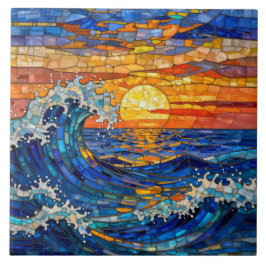 Oceanic Coastal Ocean Waves Sunset   Kakelplatta