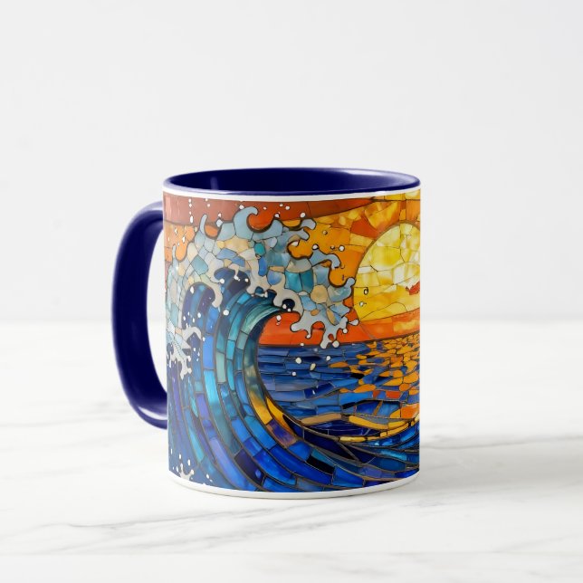 Oceanic Coastal Ocean Waves Sunset   Mugg (Framsida vänster)