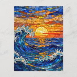 Oceanic Coastal Ocean Waves Sunset   Vykort
