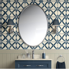 Oceanic Interlace - Navy, Beige - Coastal Inspired