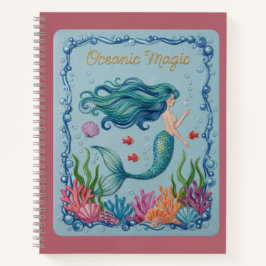 Oceanic Magic Embroidered Mermaid Journal