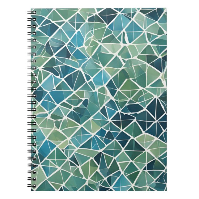 Oceanic Mosaic Notebook - Blue and Grönt Design Anteckningsbok (Framsidan)
