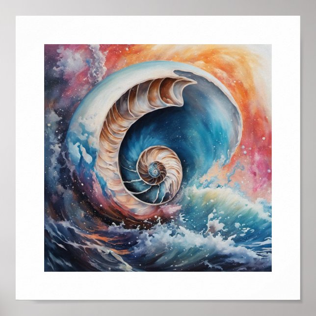 Oceanic Nautilus Snäcka Poster (Framsidan)