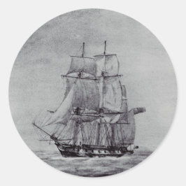 Oceanic Trek Grafik Fartyg Finkonst Runt Klistermärke