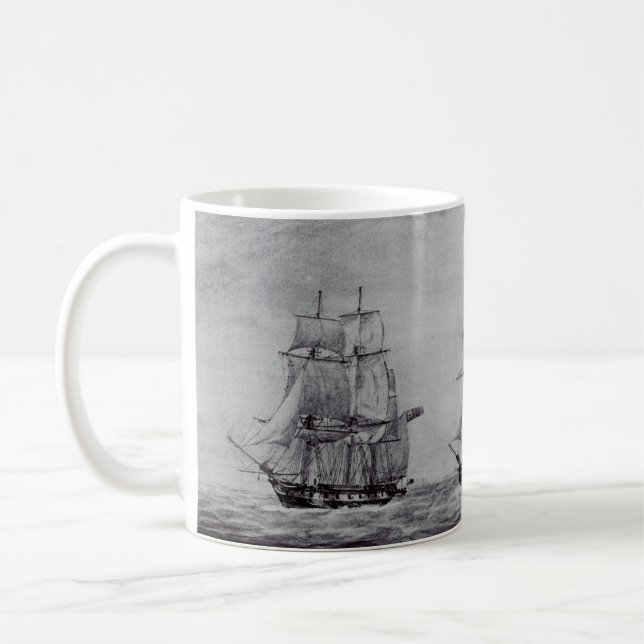 Oceanic Trek Grafiska Fartyg Finkonst Kaffemugg (Vänster)
