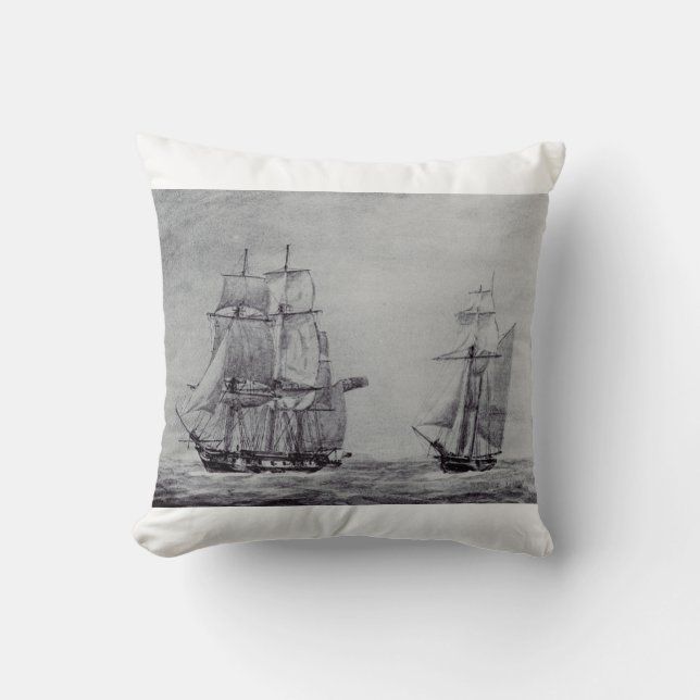 Oceanic Trek Graphic Ships Fine Art Kudde (Framsida)