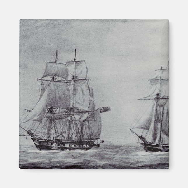 Oceanic Trek Graphic Ships Fine Art Magnet (Framsidan)