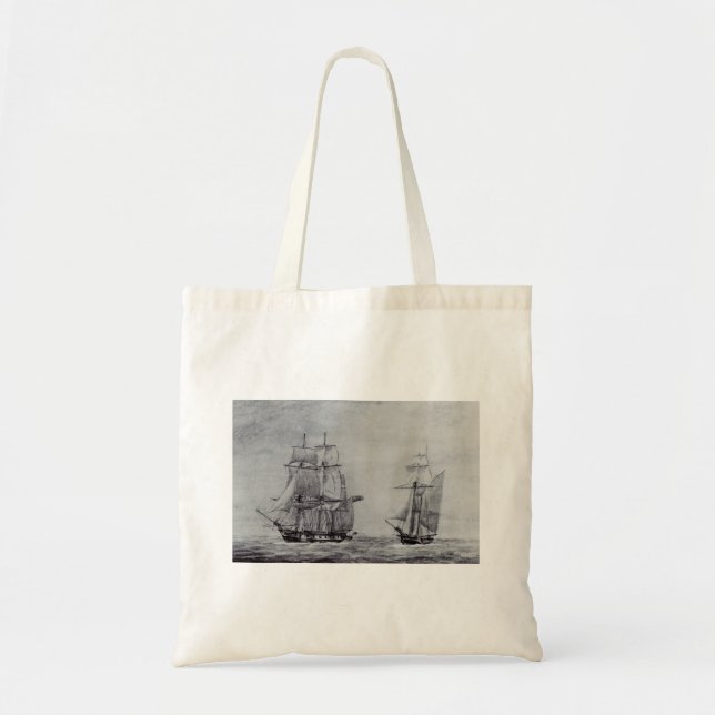 Oceanic Trek Graphic Ships Fine Art Tygkasse (Framsidan)