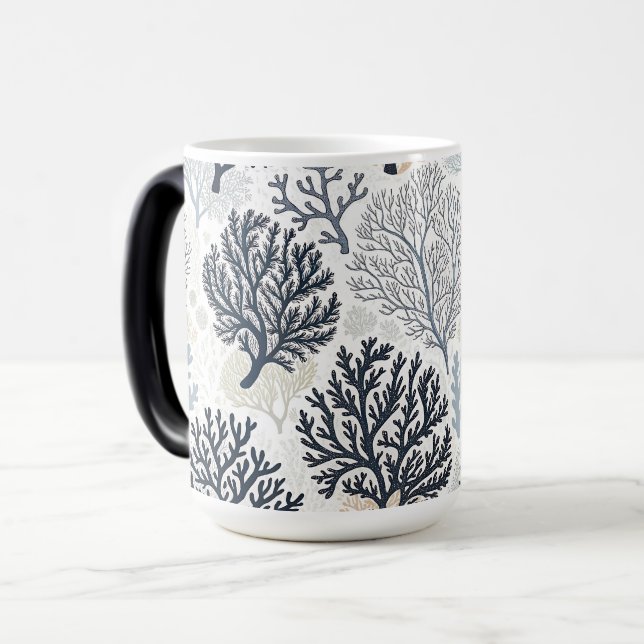 Oceanic Vibes Botanical Corals Magisk Mugg (Framsida vänster)