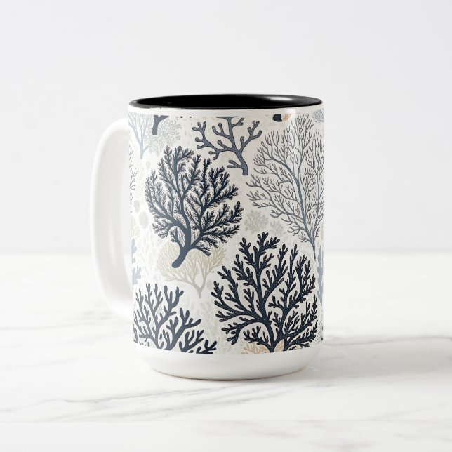 Oceanic Vibes Botanical Corals Två-Tonad Mugg (Framsida vänster)