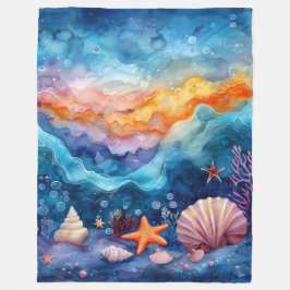 ’Oceanic Watercolor Sergranat’ Fleecefilt