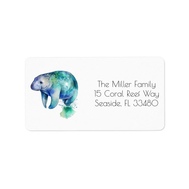 Oceanic Whisper Manatee, anpassad Adressetikett (Framsidan)