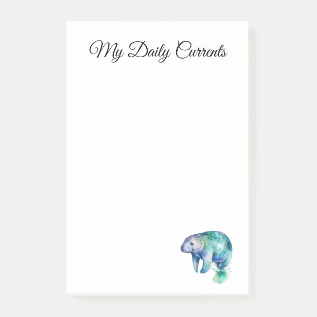 Oceanic Whisper Manatee, custom Post-it Block (Framsida)