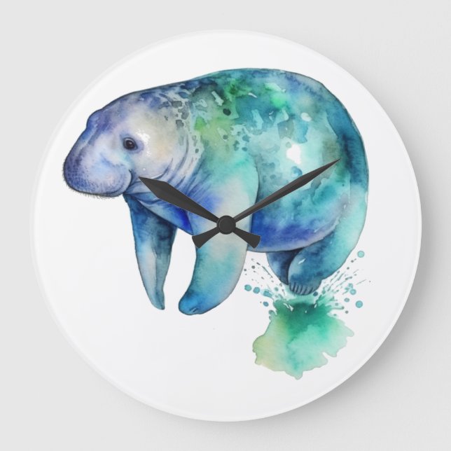 Oceanic Whisper Manatee Stor Klocka (Framsida)