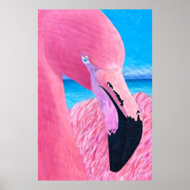 Oceanien, Big Head Flamingo av Just Dahl Poster