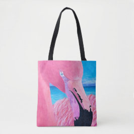 Oceanien Big Head Flamingo Tote Bag Tygkasse