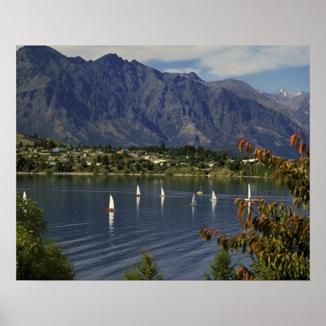 Oceanien, Nya Zeeland, Sydön, Queenstwon. Poster (Framsidan)