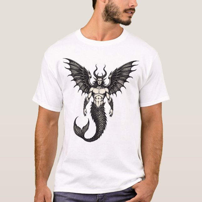 Oceanisk Crocell-Djävul Illustration T Shirt (Framsida)