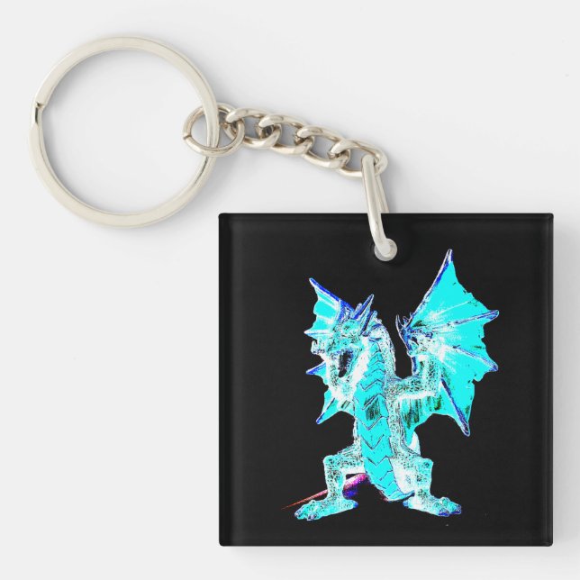 Oceaniska Aqua Flame Drakon Mythiskt Fick Konst (Framsidan)
