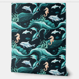 Oceaniska delfiner och sjöhästar Skal och Stick