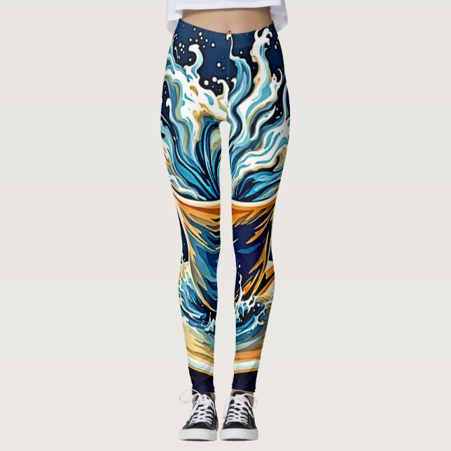Oceaniska kaffe Stänk Leggings (Framsida)