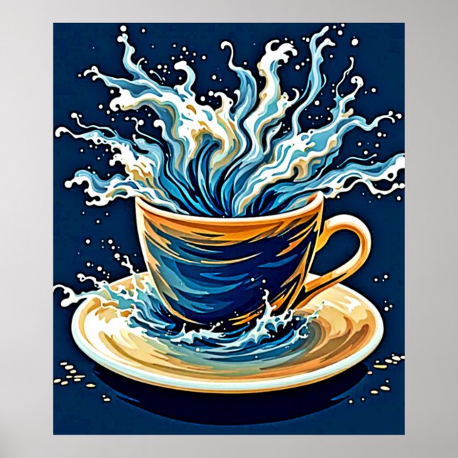 Oceaniska kaffe Stänk Poster (Framsidan)