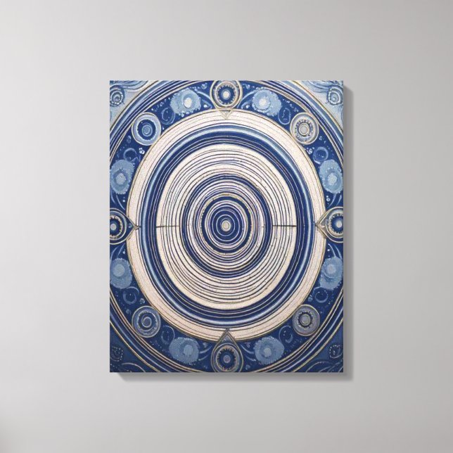 Oceaniska krusningar & Sakral geometri Mandala Can Canvastryck (Framsida)