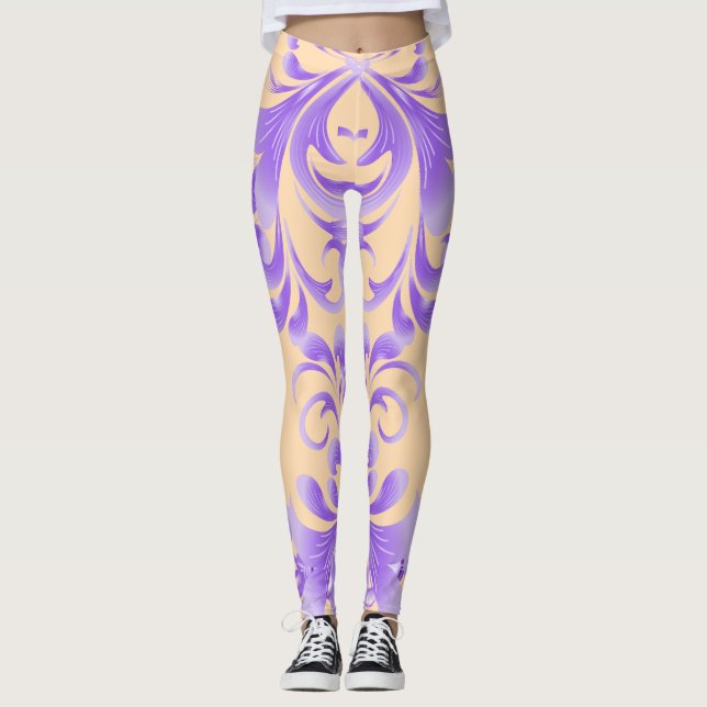 Oceaniskt bloom: Lila Wave Harmony / Snyggt Art Leggings (Framsida)