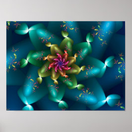 Oceaniskt korallblomning turkos och magenta frakta poster